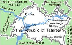 Kazan city, Russia (Qazan) map of Russia
